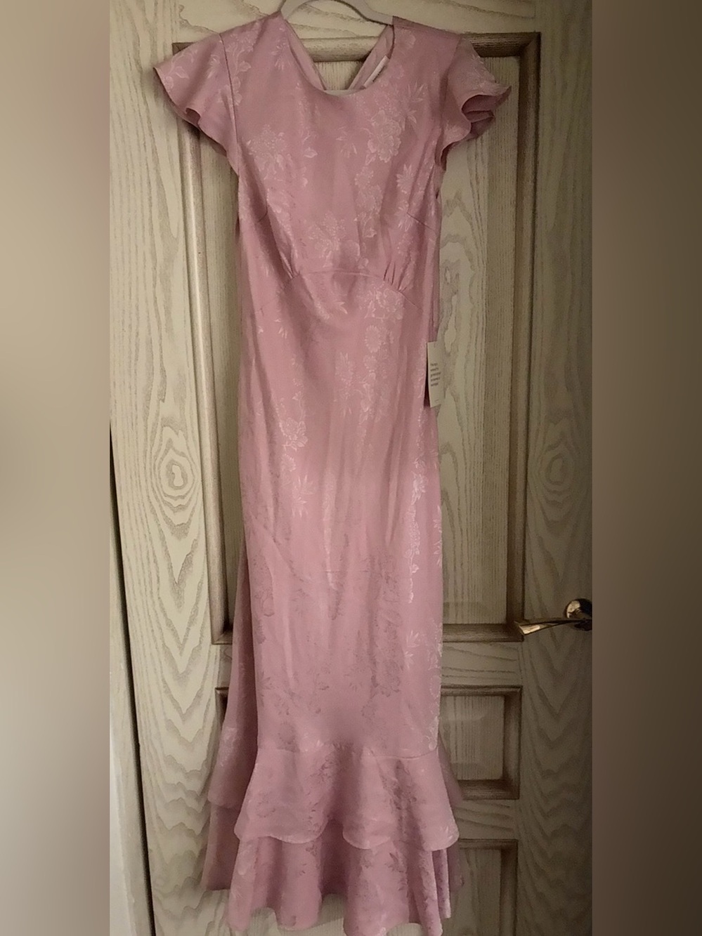bohme Dusty Blush Floral Satin Maxi Dress